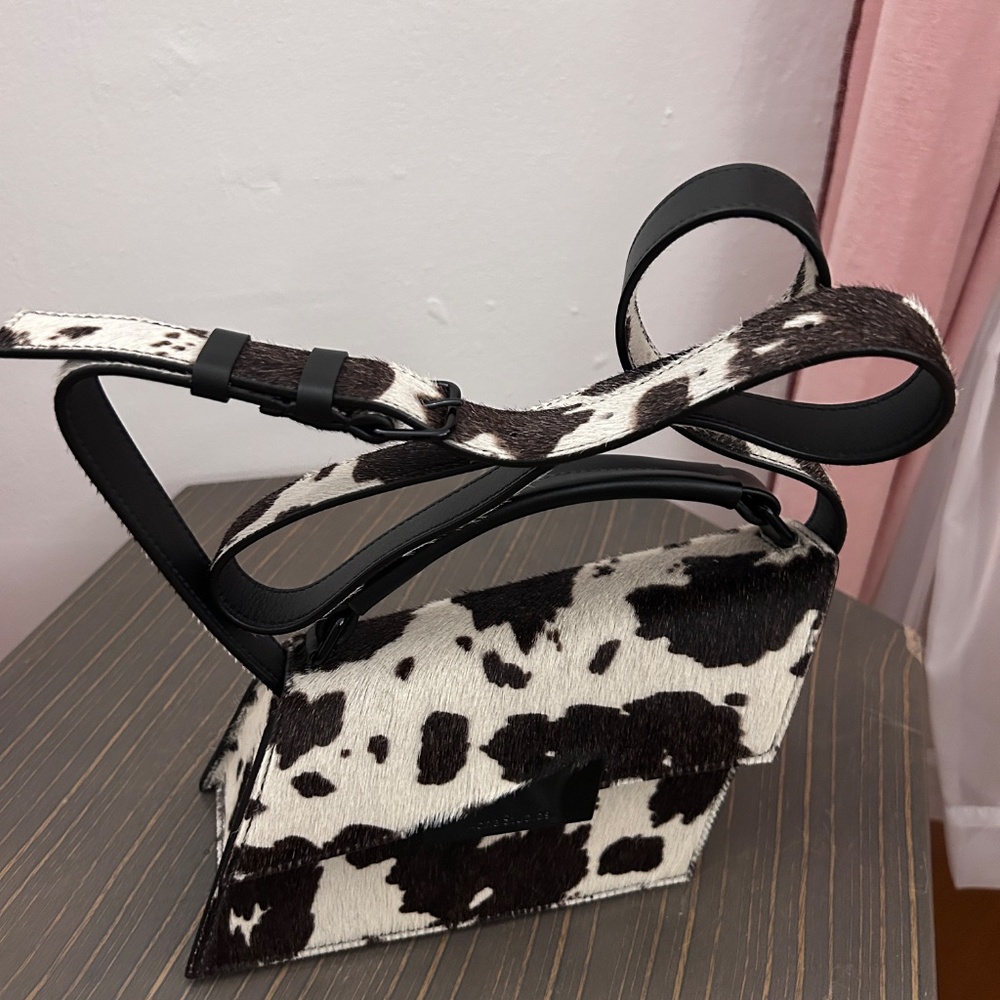 Acne Studios Ponyhair Distortion Bag  Cow Print w/ crossbody strap - Picture 7 of 11